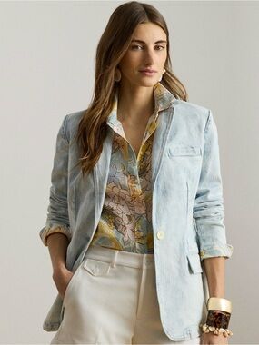Ralph Lauren Light Blue Washed Denim Blazer - EDITION 2026 - AUTHENTIC